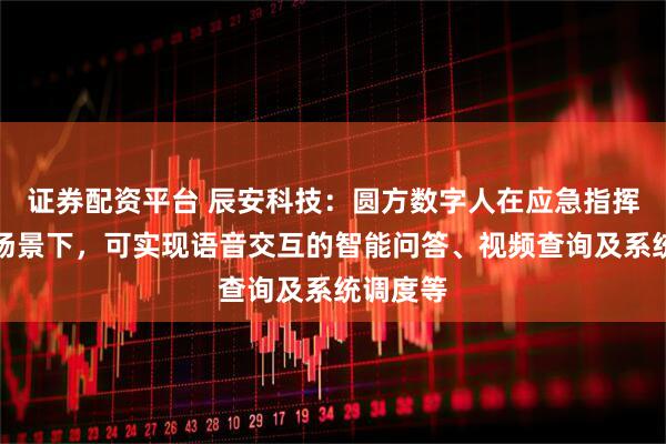证券配资平台 辰安科技：圆方数字人在应急指挥大厅等场景下，可实现语音交互的智能问答、视频查询及系统调度等